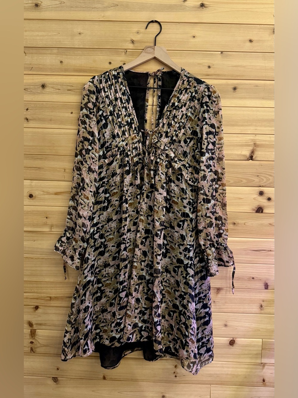 Walter Baker Size 4 Jillien Floral Tie Front & Back Metallic Mini Dress Fall